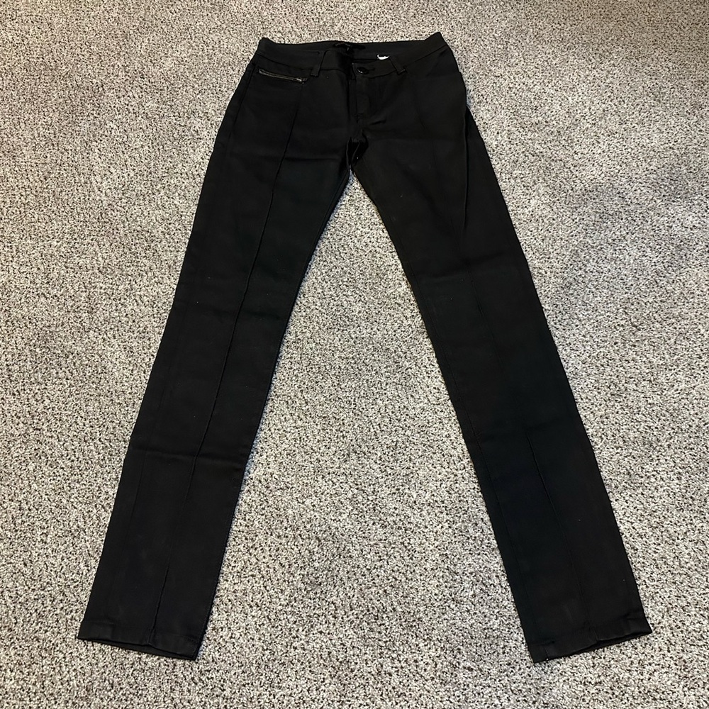 MAJE Size XS Euro 34 Black Slim Jeans Front Seam Zipper Detail R $385